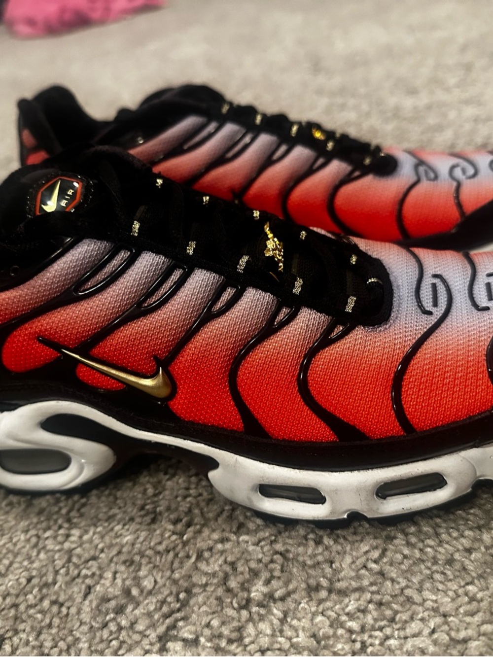 Nike Red, Black & Gold Gradient Air Max Plus Sneakers